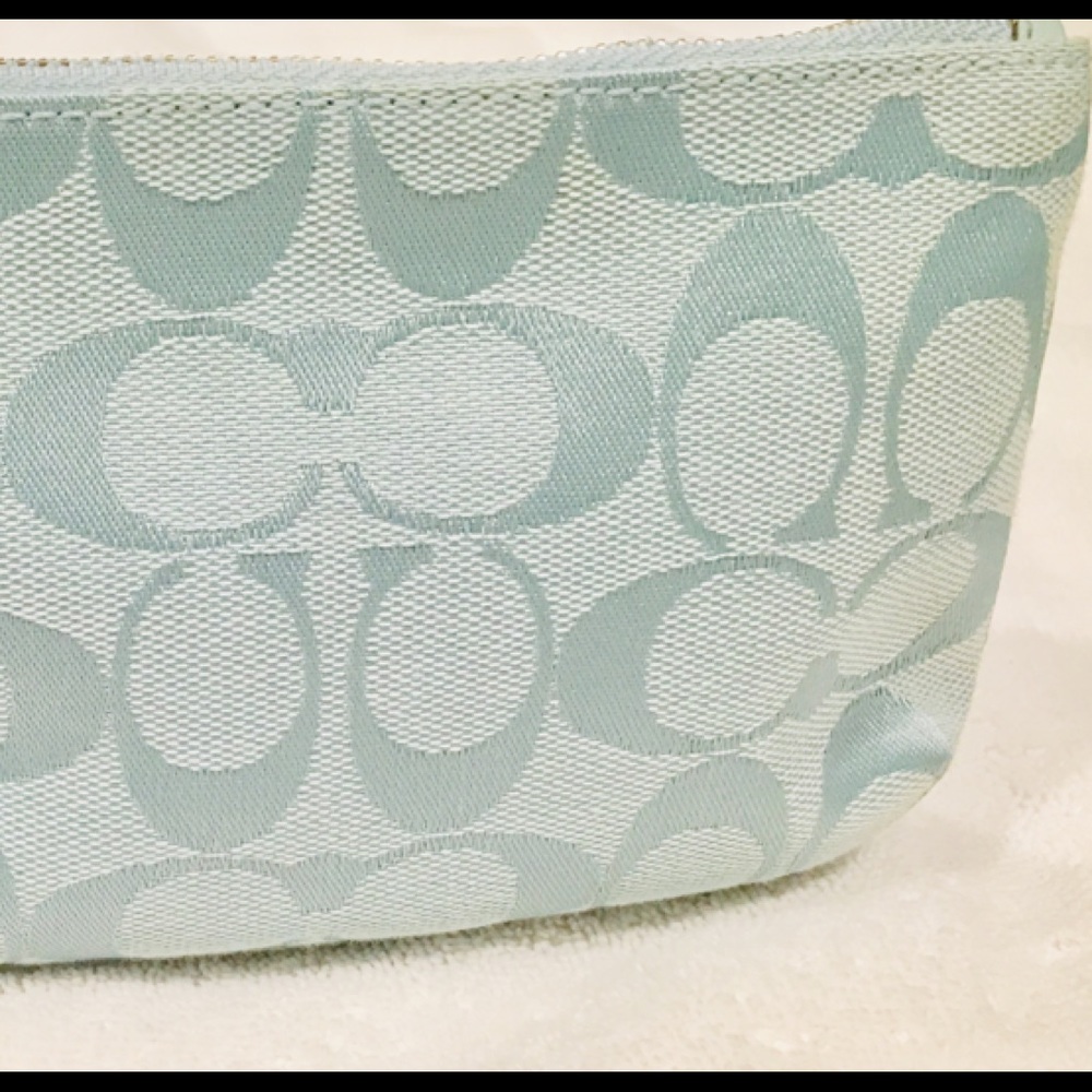 Coach Blue Signature Jacquard Wristlet